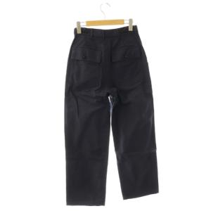 HYKE BACK SATIN BAKER PANTS パンツ セミワイド ボタンフライ コットン 2 紺 /NR
