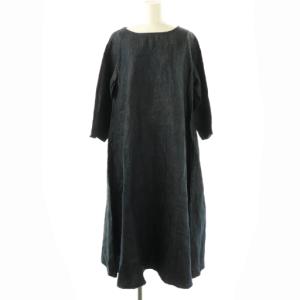 リネンデニムワンピース ロング F ネイビー /DF OS