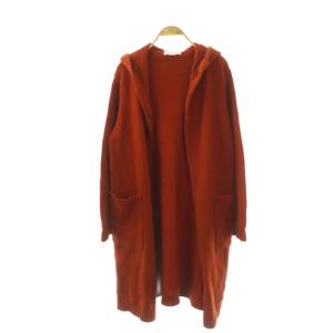 40801 ニット ロングカーディガン 長袖 コットン オレンジブラウン /NR OS
