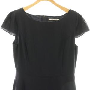 FOXEY NEW YORK サラサラリネンドレス ワンピース ひざ丈 42 ネイビー 38318 /DF OS