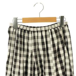 IENA 23SS ギンガムチェックパネルスカート フレアスカート ロング 38 ブラック ホワイト /DF OS
