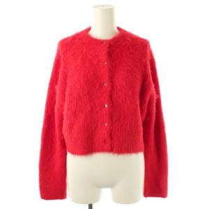 25AW クルーネックシャギーニットカーディガン F レッド /DF OS
