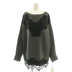 25AW レースドルマンニットトップ セーター 36 グレー ブラック /DF OS