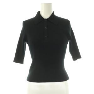 COTTON HIGH GAUGE RIB KNIT POLO ニット ポロシャツ 五分袖 1 ブラック