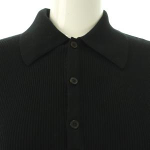 AURALEE COTTON HIGH GAUGE RIB KNIT POLO ニット ポロシャツ 五分袖 1 ブラック