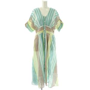 Cotton Voile Stripe Waist Gather Dress ワンピース