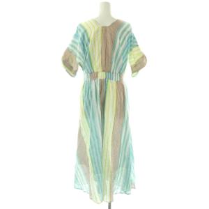 NE QUITTEZ PAS! Cotton Voile Stripe Waist Gather Dress ワンピース