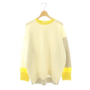 24AW NZ LAMBS 9G クルーネックプルオーバー ニット セーター 長袖 M ホワイト ライトグレージュ
