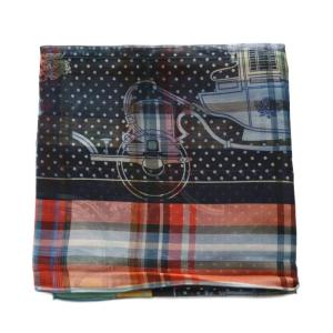 バンダナ55 Madras Ex-Libris bandana シルク マルチカラー ネイビー