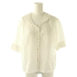 セーラーカラー 半袖ブラウス シャツ リネン 2 ホワイト /ES OS