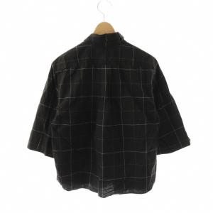 MARGARET HOWELL LARGE GRAPH CHECK シャツ ブラウス 七分袖 プルオーバー チェック コットン 2 黒