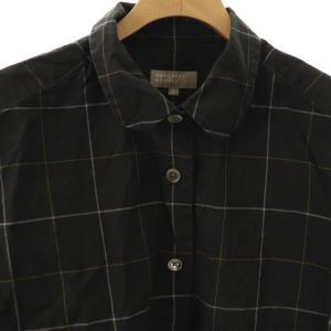 MARGARET HOWELL LARGE GRAPH CHECK シャツ ブラウス 七分袖 プルオーバー チェック コットン 2 黒