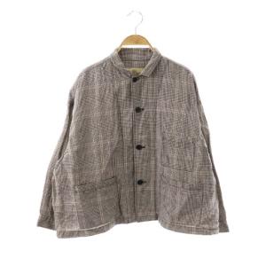 コットンリネン チェックライトシャツジャケット ネイビー エクリュ /DF OS