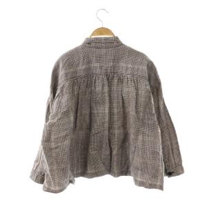 nest Robe コットンリネン チェックライトシャツジャケット ネイビー エクリュ /DF OS