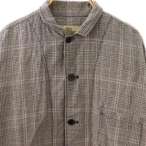 nest Robe コットンリネン チェックライトシャツジャケット ネイビー エクリュ /DF OS