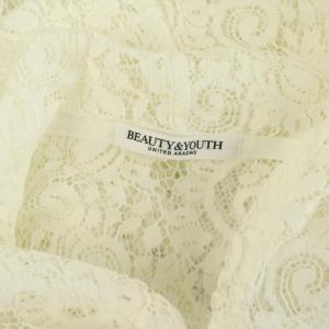 BEAUTY&YOUTH UNITED ARROWS 25SS レース ハーフジップ フーディ プルオーバー パーカー シースルー ホワイト /MY OS