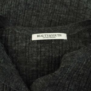 BEAUTY&YOUTH UNITED ARROWS 25AW アルパカブレンド ランダムリブ ヘンリーネックプルオーバー ニット 長袖 チャコールグレー /MY