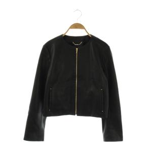 23AW フェイクレザージャケット ノーカラー 36 ブラック /HK OS