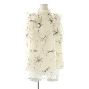 25SS リボンスリーブオーガンシースルー ブラウス F オフベージュ チャコール /ES OS