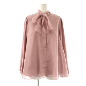 23AW ニットコンビオーガンジーフレアブラウス 長袖 38 ピンク /HK OS