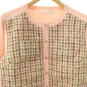 CELFORD 24AW ツイードドッキングニットカーディガン 切替 36 ピンク /HK OS