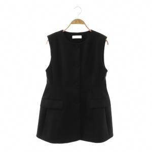 23SS ペプラムトップス ベスト 前開き 36 ブラック /HK OS