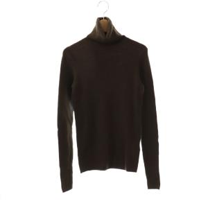 タートルネック ニット セーター リブ 長袖 ブラウン /HK OS