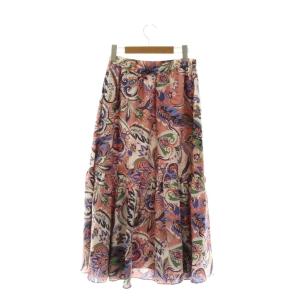 GRACE CONTINENTAL 23SS 総柄 フレアスカート ギャザー 36 スモークピンク マルチカラー /ES OS