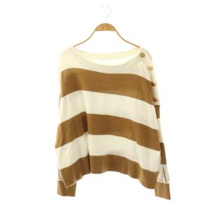 ワイドボーダーニット セーター 長袖 36 キャメル ホワイト /HK OS