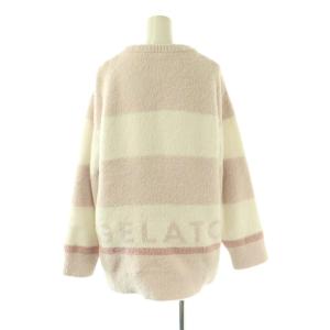 gelato pique パウダートリムボーダー プルオーバー 長袖 ロングパンツ セットアップ ルームウェア F ピンク /HK