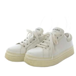 PRADA スニーカー ローカット プラットフォーム レザー 36 ホワイト 1E060M /YO21
