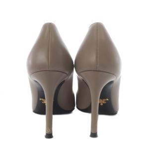 PRADA パンプス ピンヒール ポインテッドトゥ レザー 36.5 グレージュ /YO22