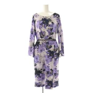 花柄 ワンピース 長袖 ロング 38 紫 /NR OS