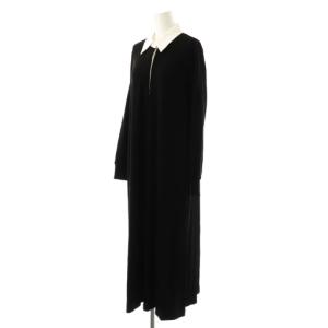 UNITED ARROWS 24AW コットン ラガーシャツワンピース ロング 長袖 36 ブラック /HK OS