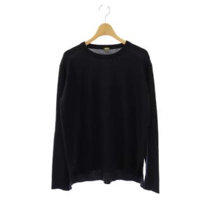 FF30 クルーネック オーバープルオーバー ニット セーター 長袖 ネイビー /HK OS