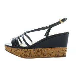 PRADA ウェッジソール サンダル ストラップ 35.5 22.5cm 黒 ブラック /RI OS OH
