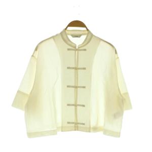 24SS CHINA BUTTON SHIRT チャイナボタンシャツ 五分袖 ショート丈 シアー 1 アイボリー