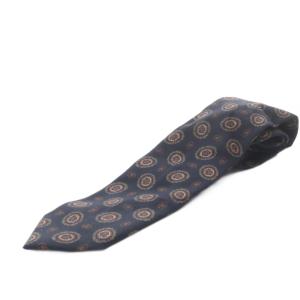 fermo fossati ネクタイ 小紋柄プリント シルク混 ネイビー /YO17 SH
