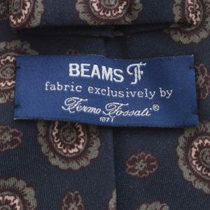 BEAMS F fermo fossati ネクタイ 小紋柄プリント シルク混 ネイビー /YO17 SH