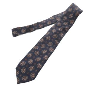 BEAMS F fermo fossati ネクタイ 小紋柄プリント シルク混 ネイビー /YO17 SH