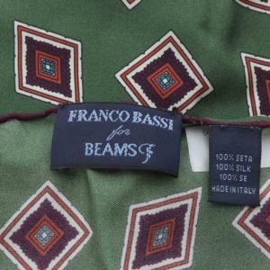 FRANCO BASSI for BEAMS シルク 総柄 ポケットチーフ カーキ /YO27 SH