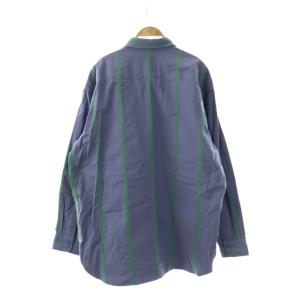 UNUSED STRIPE SHIRT シャツ ストライプ 長袖 3 ブルー グリーン US1998 /DF OS SH