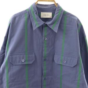 UNUSED STRIPE SHIRT シャツ ストライプ 長袖 3 ブルー グリーン US1998 /DF OS SH