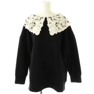 ドルマンパフ袖裏毛カットソー 36 ブラック ホワイト /DO OS