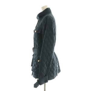 BURBERRY LONDON England 中綿キルティングハイネックコート アウター ベルト付き M ネイビー /CX OS