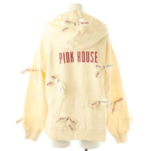 PINK HOUSE ロゴリボンいっぱいパーカー ジップアップ ベージュ /DF OS
