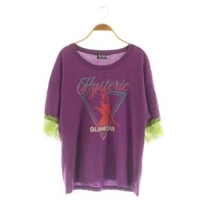 TRIANGLE FRAME レース切替 Tシャツ 五分袖 F パープル /MY OS