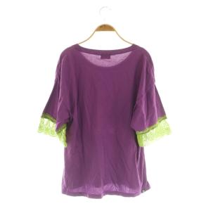 HYSTERIC GLAMOUR TRIANGLE FRAME レース切替 Tシャツ 五分袖 F パープル /MY OS
