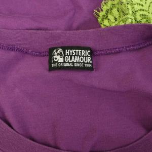 HYSTERIC GLAMOUR TRIANGLE FRAME レース切替 Tシャツ 五分袖 F パープル /MY OS