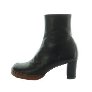 EDGE ROUND SHORT BOOTS ショートブーツ レザー チャンキーヒール 38 24.0-24.5cm